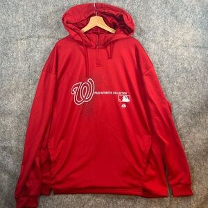 Washington Nationals MLB Majestic Red Zip Up Hoodie Mens 2XL